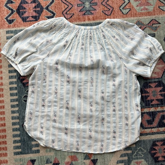 LOFT Striped Half Button Puff Sleeve Top - Picture 3 of 7